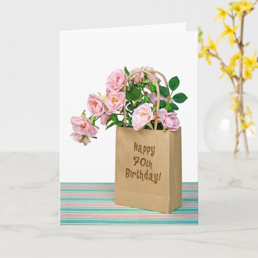 Carte Sac de 70e anniversaire (Fleur jaune)