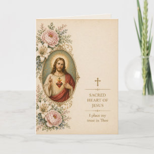 Carte Sacré-Cœur de Jésus Confiance en Toi Fleurs Cathol