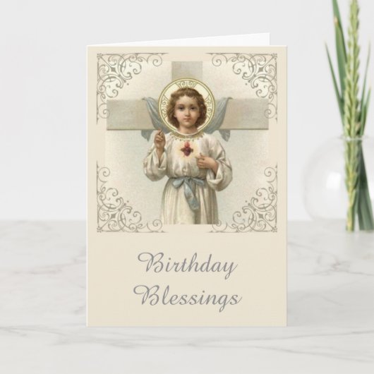 Carte Sacré Coeur de l'Enfant Jésus avec Croix (Devant)