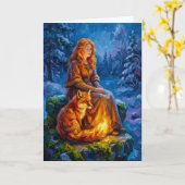 Carte Sacred Nature: Celtic Goddess Brigid Art on Canvas (Fleur jaune)