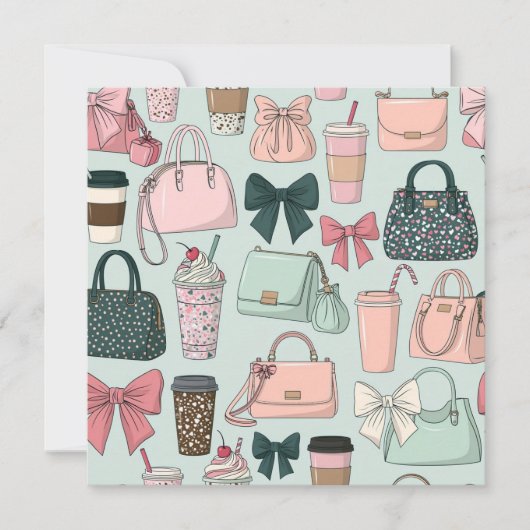 Carte Sacs à main, rubans et cafés latte (Devant)