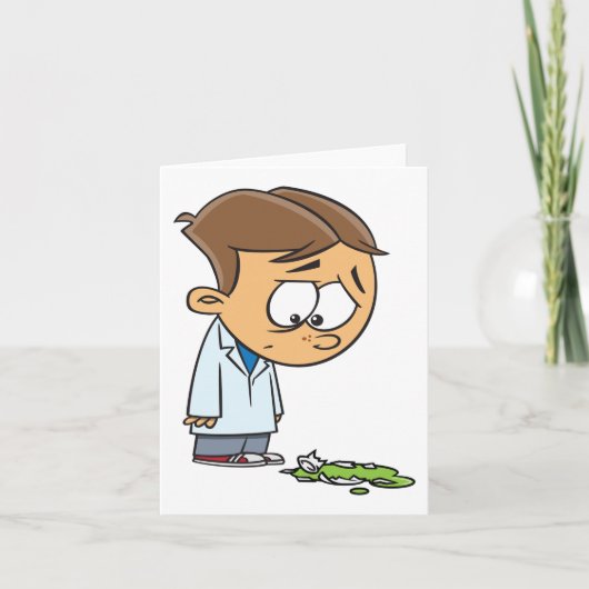 Carte Sad Boy Scientist avec Broken Experiment (Devant)