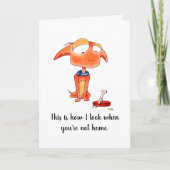 Carte Sad Dog Funny Pet Missing You Card (Devant)