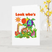 Carte Safari 4e anniversaire Tshirts et cadeaux (Fleur jaune)