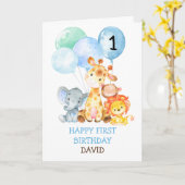 Carte Safari Animaux Garçon Premier Anniversaire Mignonn (Fleur jaune)