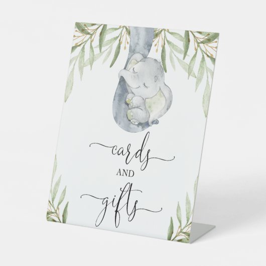 Carte safari éléphant et signe baby shower cadeaux (Recto)