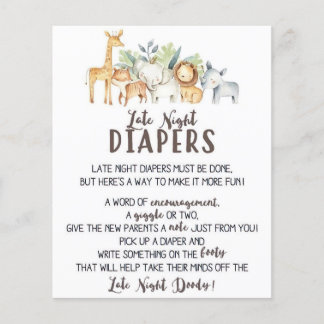 Carte Safari Late Night Diapers Sign, Late Night D