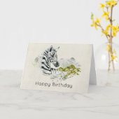 Carte Safari Zebra Wild Exotic Animal Joyeux Anniversair (Fleur jaune)