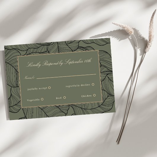 Carte Sage Beige Elegant Script Response Card
