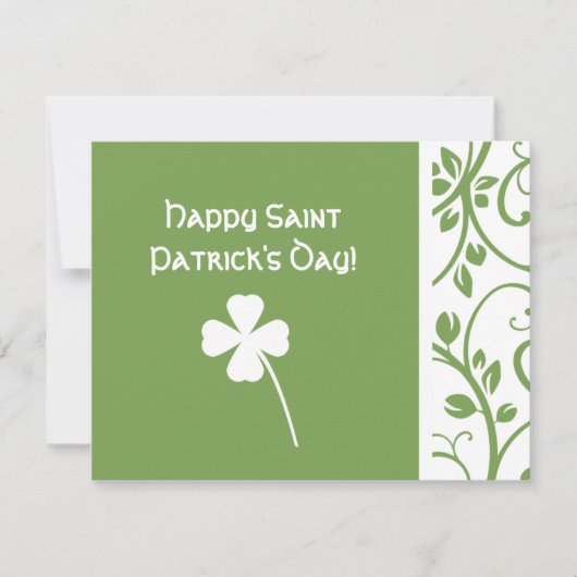 Carte Sage Clover Vin floral Saint Patrick's Day Note (Devant)