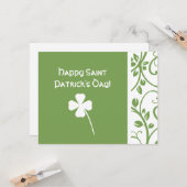 Carte Sage Clover Vin floral Saint Patrick's Day Note (Devant/Arrière en situation)