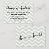 Carte Sage et blanc Chevron "Changement d'adresse" (Devant / Derrière)