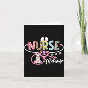 Carte Sage-femme lapin de Pâques œuf stéthoscope infirmi
