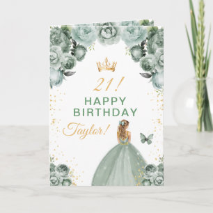 Carte Sage Floral Blonde Fille aux Cheveux Blonds Joyeux