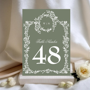 Carte Sage Green 5 x 7 Monogrammes Numéros de tableau de