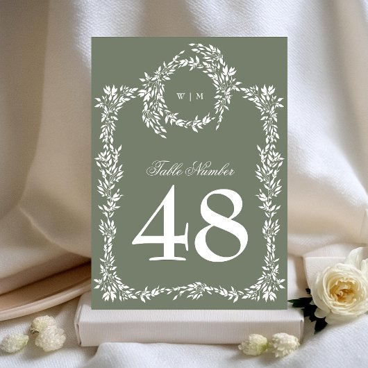 Carte Sage Green 5 x 7 Monogrammes Numéros de tableau de