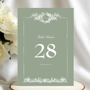Carte Sage Green 5 x 7 Wreath Feuilleté encadré Numéro d