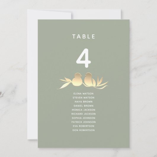 Carte Sage Green and Gold Wedding Seating Chart (Devant)
