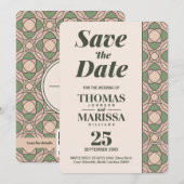 Carte Sage Green Art Deco Wedding Save the Date Card (Devant / Derrière)