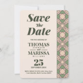 Carte Sage Green Art Deco Wedding Save the Date Card (Devant)