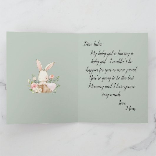 Carte Sage Green Baby Rabbit Blank (Intérieur)