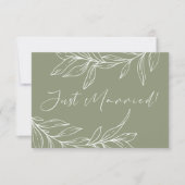 Carte Sage Green Boho Flower Mariage vient de se marier (Devant)