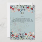 Carte Sage Green Burgundy Blue Floral Mariage (Dos)