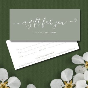 Carte Sage Green Business Cadeau Certificat Élégant
