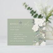 Carte Sage Green Chinoiserie Bird Peony Wedding RSVP (Debout devant)