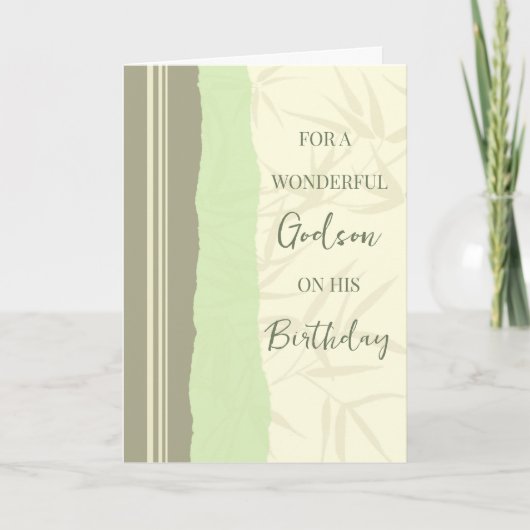 Carte Sage Green et Beige Godson Anniversaire (Devant)