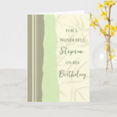 Carte Sage Green et Beige Stepson Anniversaire (Fleur jaune)
