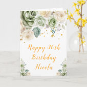 Carte Sage Green et crème Floral Joyeux anniversaire (Fleur jaune)