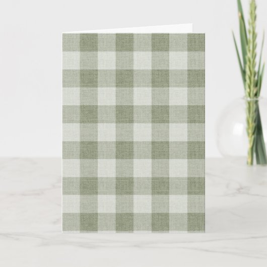 Carte Sage Green Gingham Buffalo Check Linen Texture (Devant)