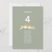 Carte Sage Green Gold Love Birds Wedding Seating Chart (Dos)