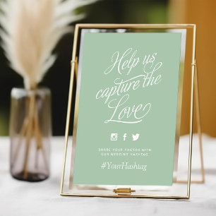 Carte Sage Green Mariage personnalisé Hashtag