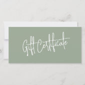 Carte Sage Green Massage Therapist Gift Certificates (Devant)