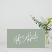 Carte Sage Green Massage Therapist Gift Certificates (Debout devant)