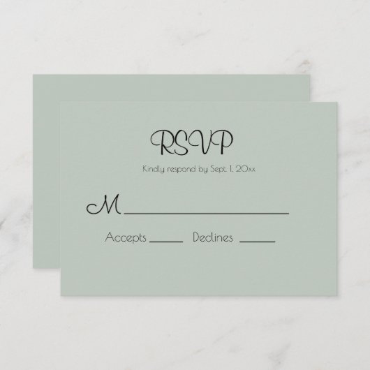 Carte Sage Green Modern Wedding RSVP (Devant / Derrière)