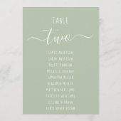 Carte Sage Green Modern White Script Seating Chart Card (Dos)