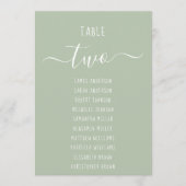 Carte Sage Green Modern White Script Seating Chart Card (Devant)