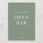 Carte Sage Green Moderne élégant Mariage Open Bar Signal (Devant)