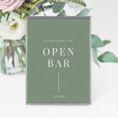 Carte Sage Green Moderne élégant Mariage Open Bar Signal