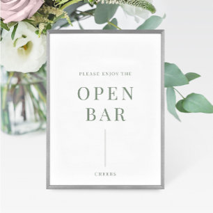 Carte Sage Green Moderne élégant Mariage Open Bar Signal