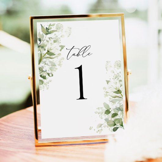 Carte Sage Green Organic Greenery Wedding Table Numbers