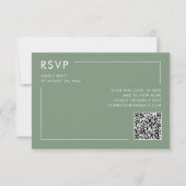 Carte Sage Green Photo QR Code Mariage RSVP Enclôture (Devant)