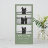 Carte Sage Green Photo Strip QR Code Enregistrer la date (Debout devant)