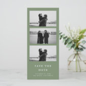 Carte Sage Green Photo Strip QR Code Mariage (Debout devant)