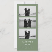 Carte Sage Green Photo Strip QR Code Mariage (Devant)