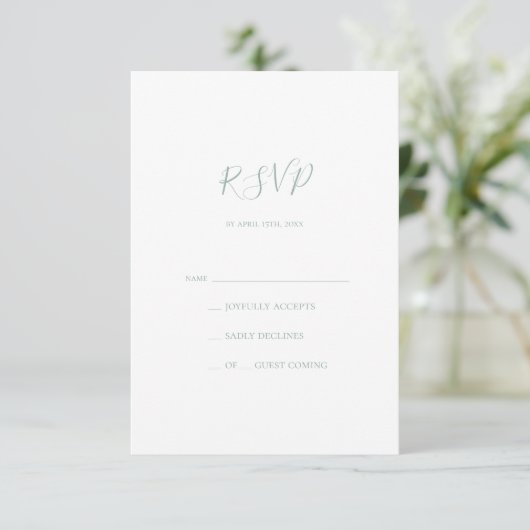 Carte Sage Green RSVP (Debout devant)