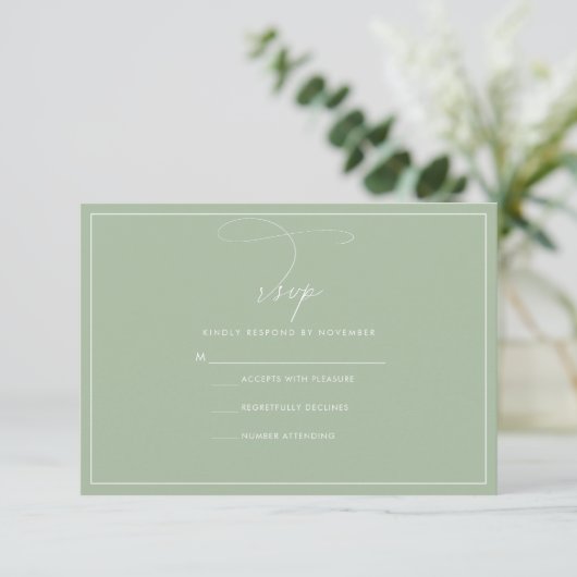 Carte Sage Green RSVP (Debout devant)